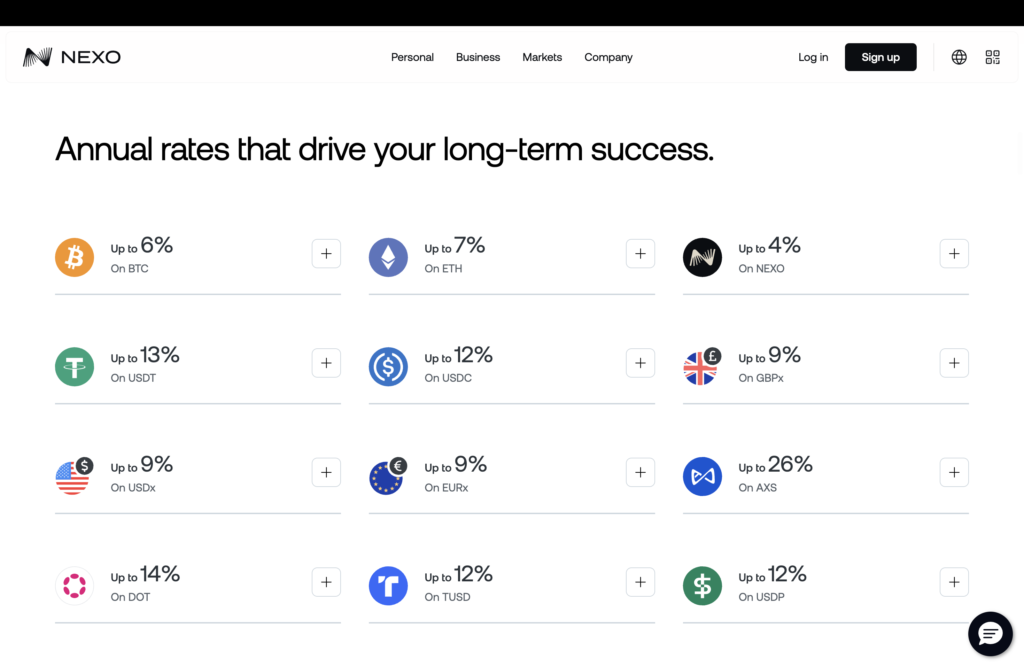 Nexo Crypto Staking APY Rates